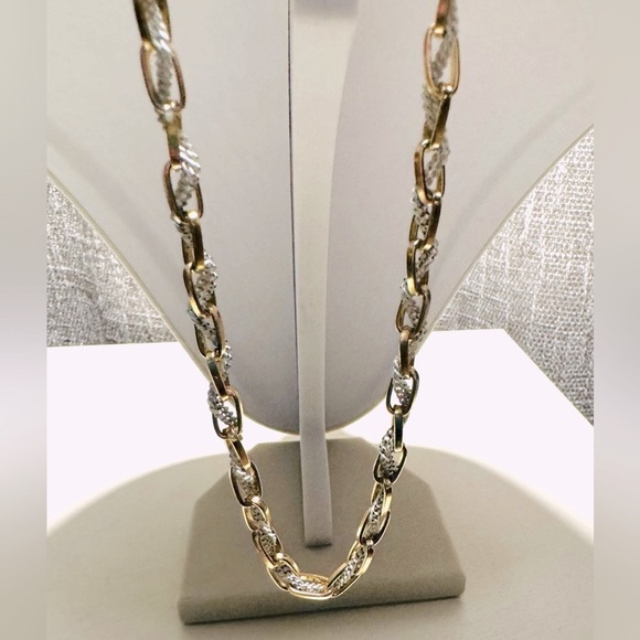 Gold-Tone Pendant Necklace with White Crystal Drops - Picture 4 of 4